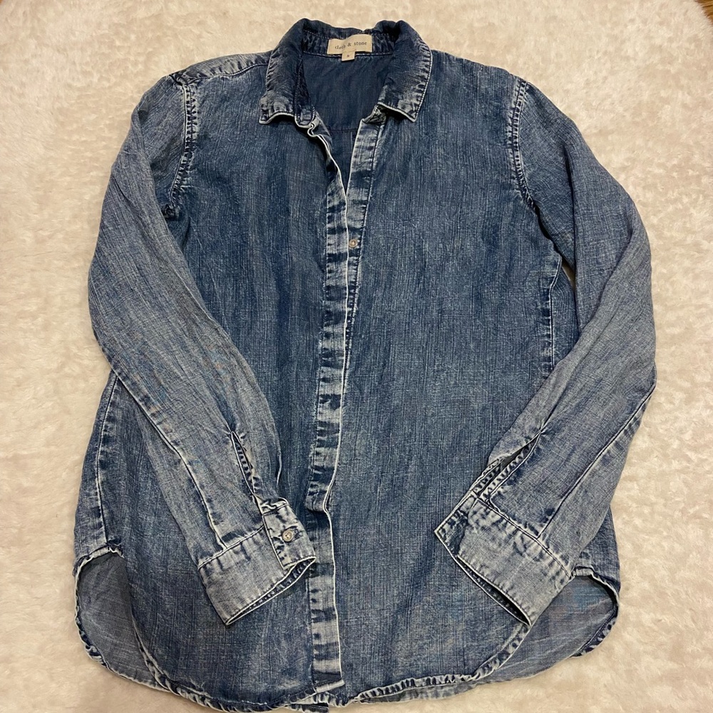 Anthropologie Indigo Denim Button-Down Shirt